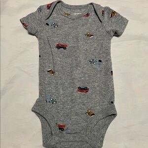 “Bundle 10/$13”Carter's 3M Gray Bodysuit with Colorful Car Pattern short sleeve